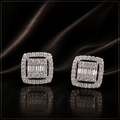 Baguette Halo Studs